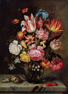 Natura morta di fiori in un vaso ovoidale